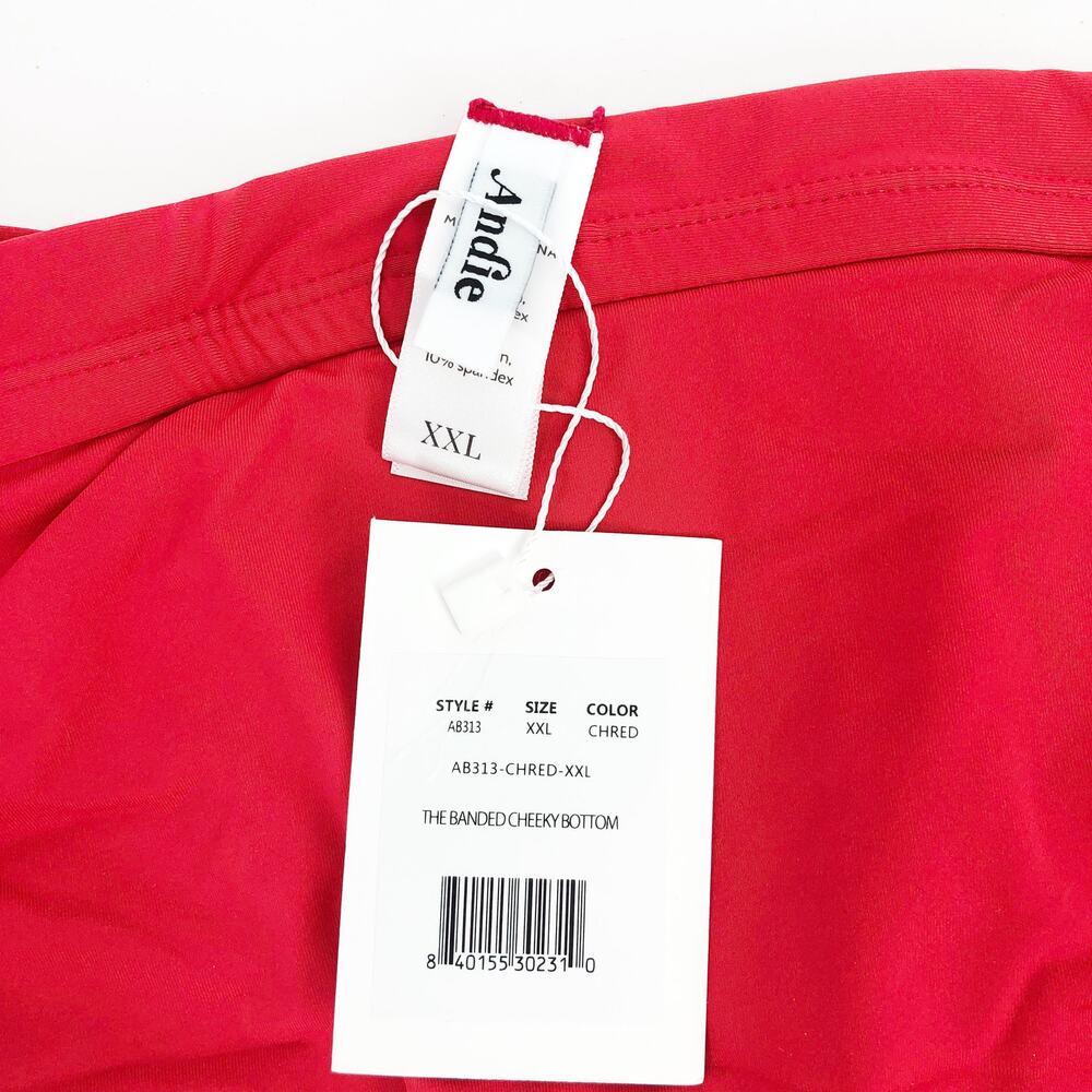 ANDIE SWIM Women's The Banded Cheeky Bikini Bottom XXL Flat Cherry Red NWT - Picture 6 of 8
